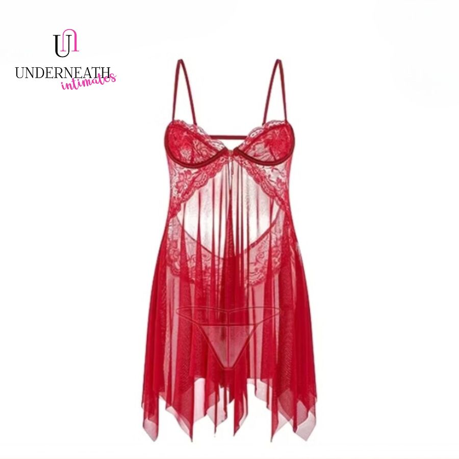 Foxy w/ Thong (Underwire Bra) - Wine Red (S/M)