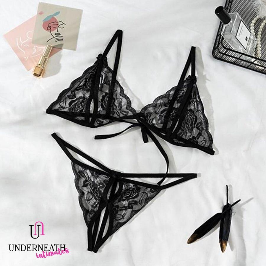 Stay the night Set - Black (Open Crotch) (S/M & L)