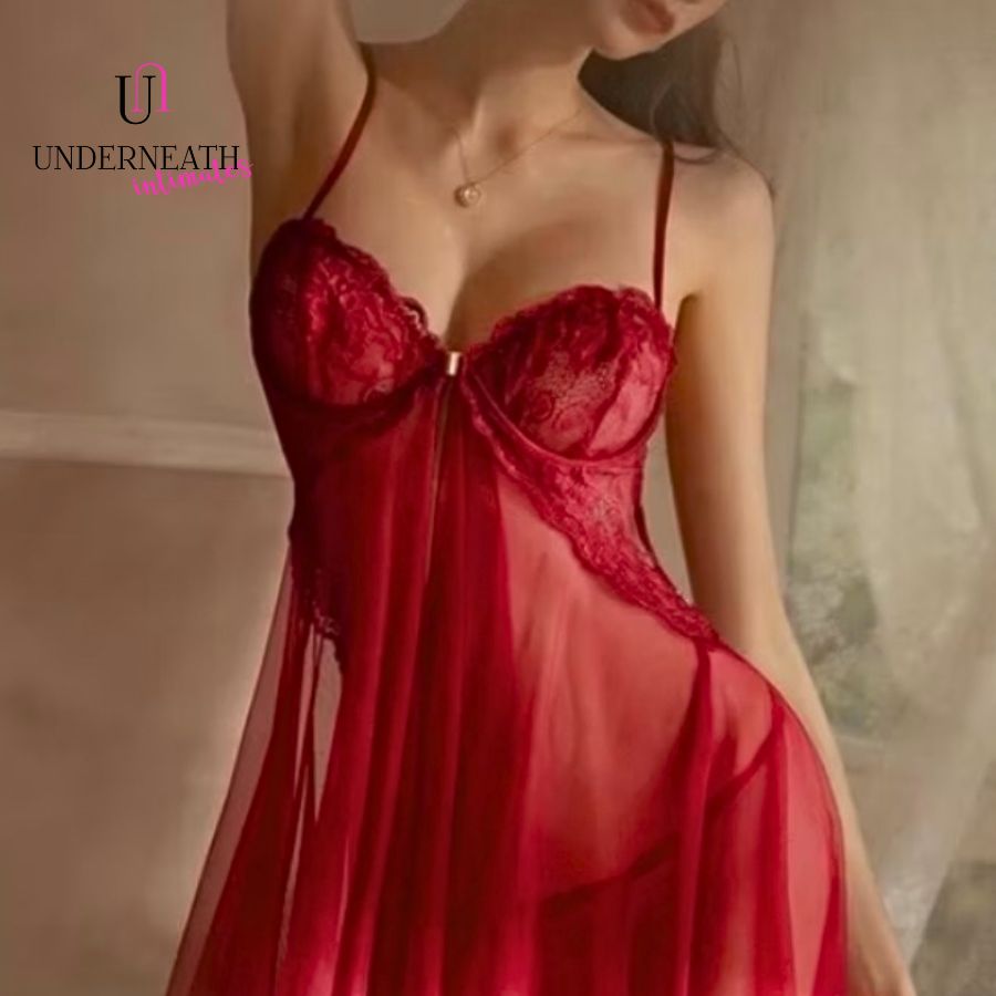 Foxy w/ Thong (Underwire Bra) - Wine Red (S/M)
