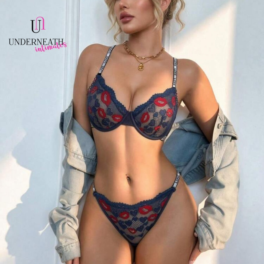 First Kiss Set (with underwire) - Navy Blue (S/M & L)