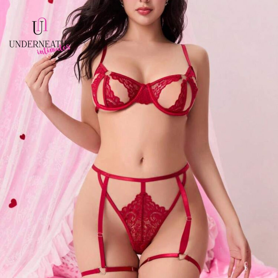 Bella Set (Underwire Bra) - Wine Red (M & L/XL