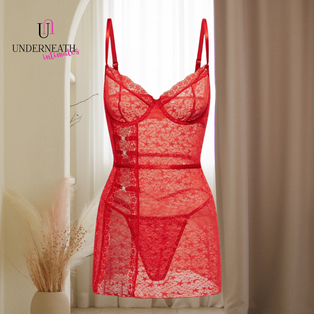 Victoria w/ Thong - Red (with underwire) (S/M & L)