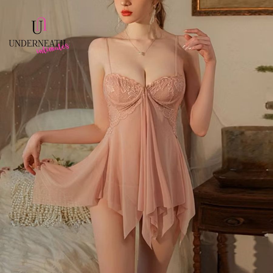 Foxy w/ Thong (Underwire Bra) - Pink (S/M)