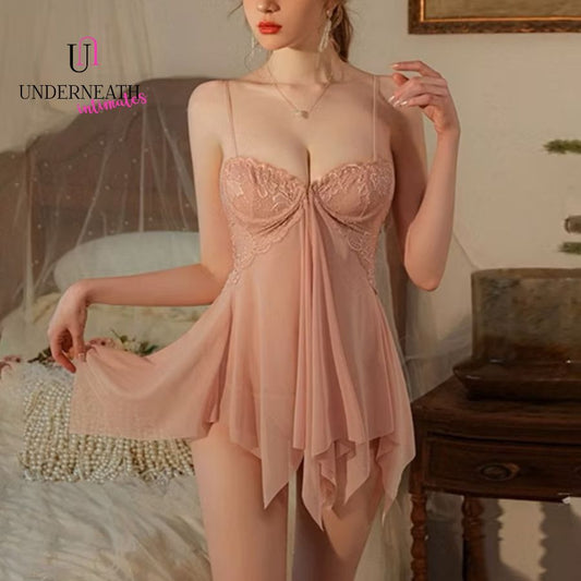 Foxy w/ Thong (Underwire Bra) - Pink (S/M)