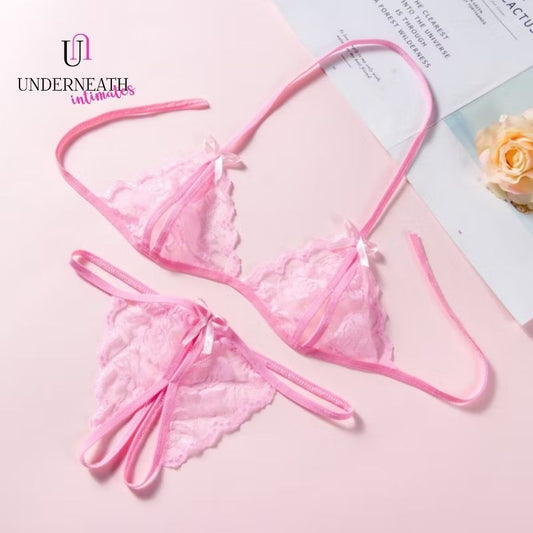 Stay the night Set - Pink (Open Crotch) (S/M & L)