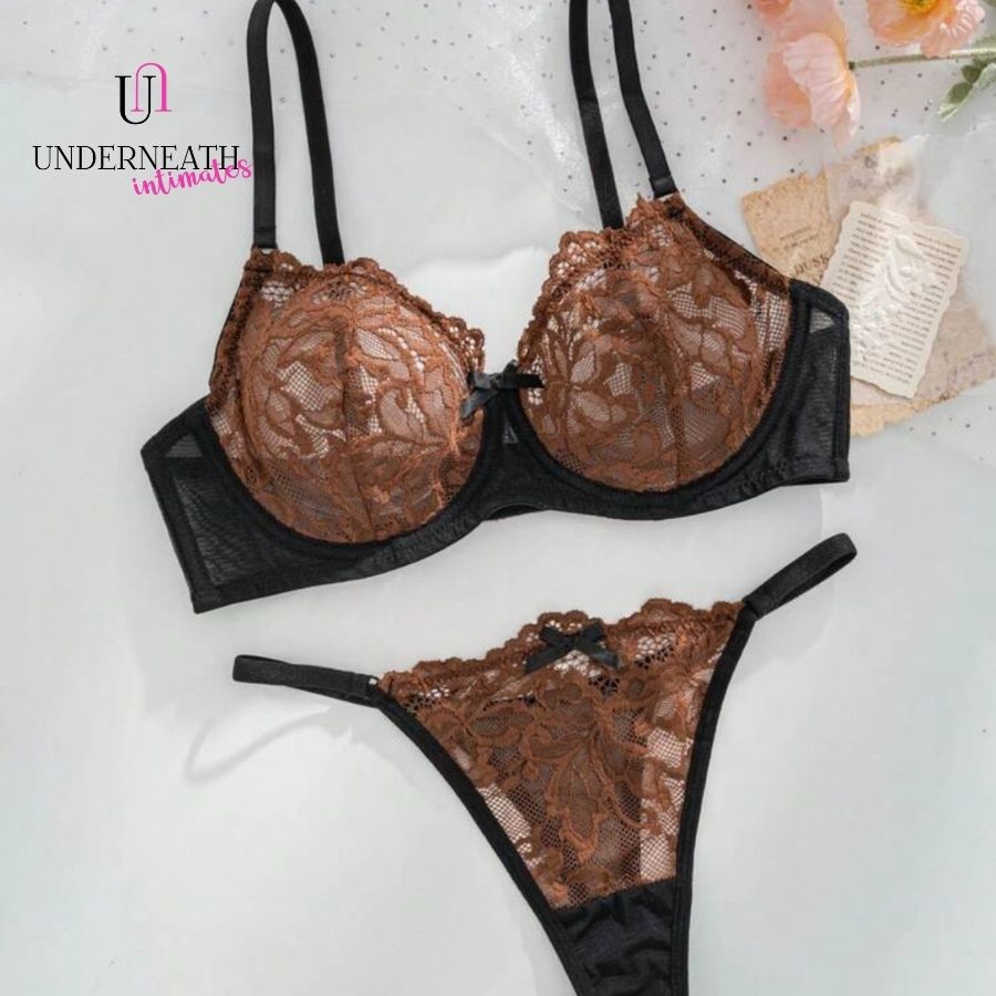 Zara Set (with underwire) - Tan Brown (S/M & L)