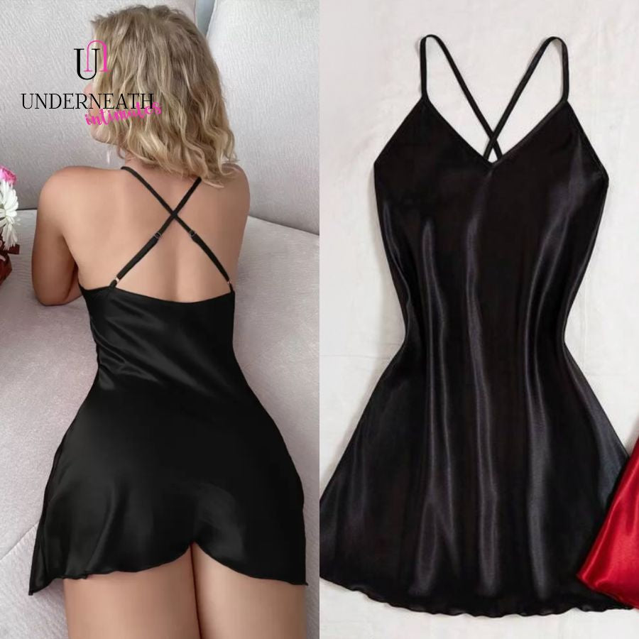 Silk Nightdress - Black (S/M & L)