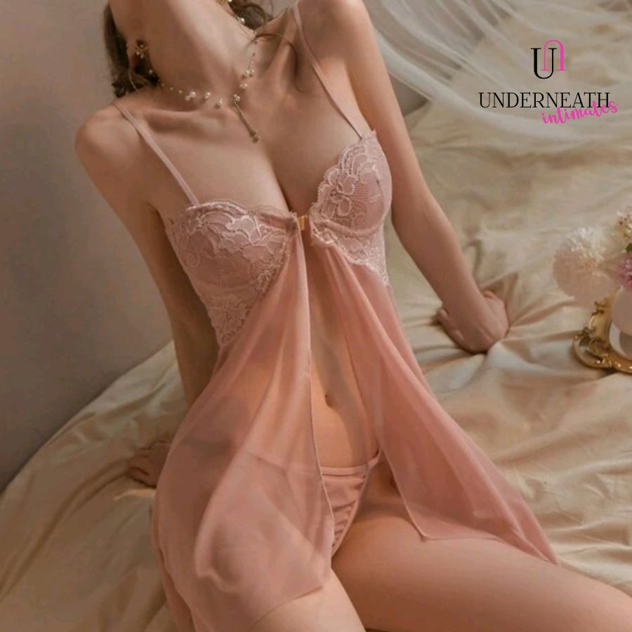 Foxy w/ Thong (Underwire Bra) - Pink (S/M)