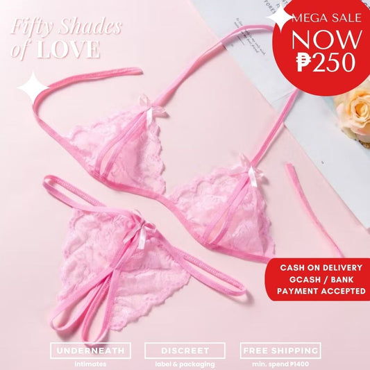 Stay the night Set - Pink (Open Crotch) (S/M & L)
