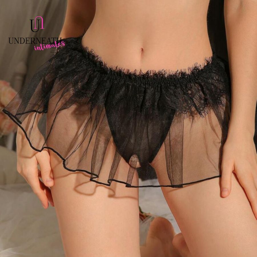 Booty Skirt - Black (Open Crotch) (S/M & L/XL)
