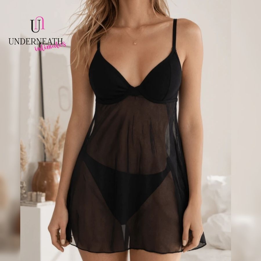 Dreamy Nightdress (with underwire) - Black (S/M & L)