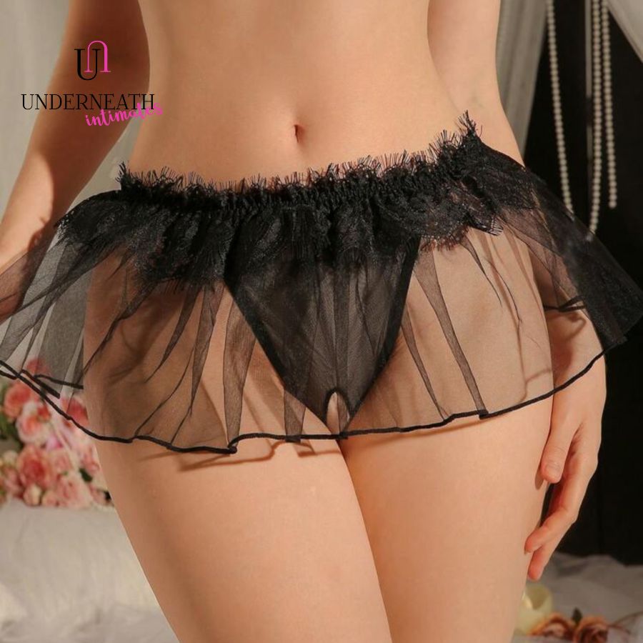 Booty Skirt - Black (Open Crotch) (S/M & L/XL)
