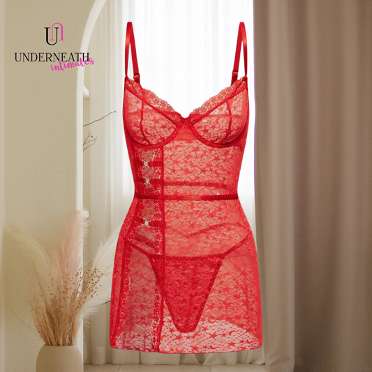 Victoria w/ Thong - Red (with underwire) (S/M & L)