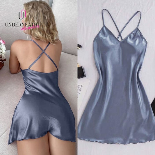 Silk Nightdress - Dusty Blue (S/M & L)