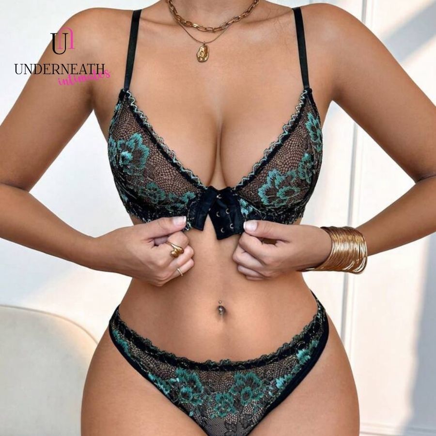 Crimson Set (with underwire) - Green (S/M & L)