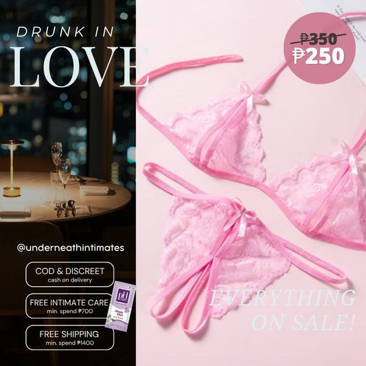 Stay the night Set - Pink (Open Crotch) (S/M & L)